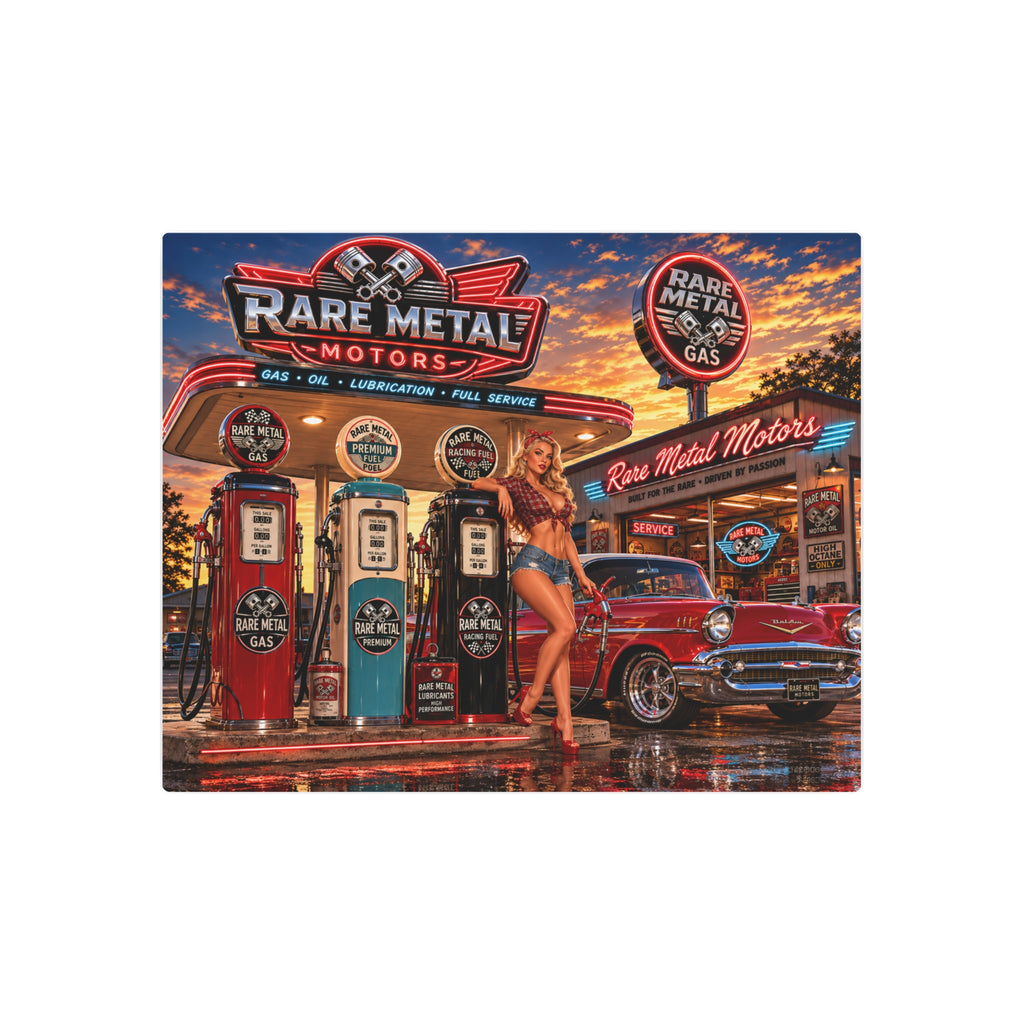 Rare Metal Neon Service Station Metal Sign 20" x 16"