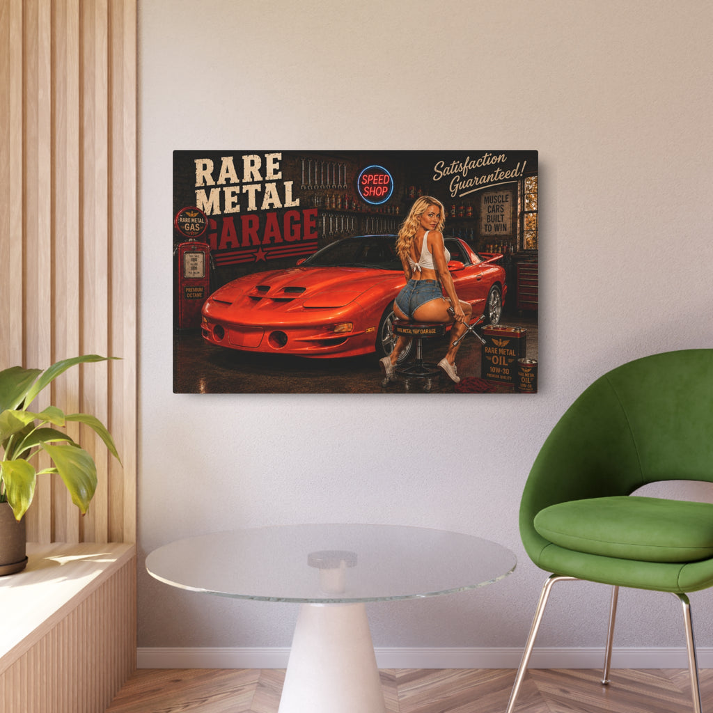 Orange Pontiac Firebird Trans Am WS6 Metal Sign – Rare Metal Garage Pin-Up Art