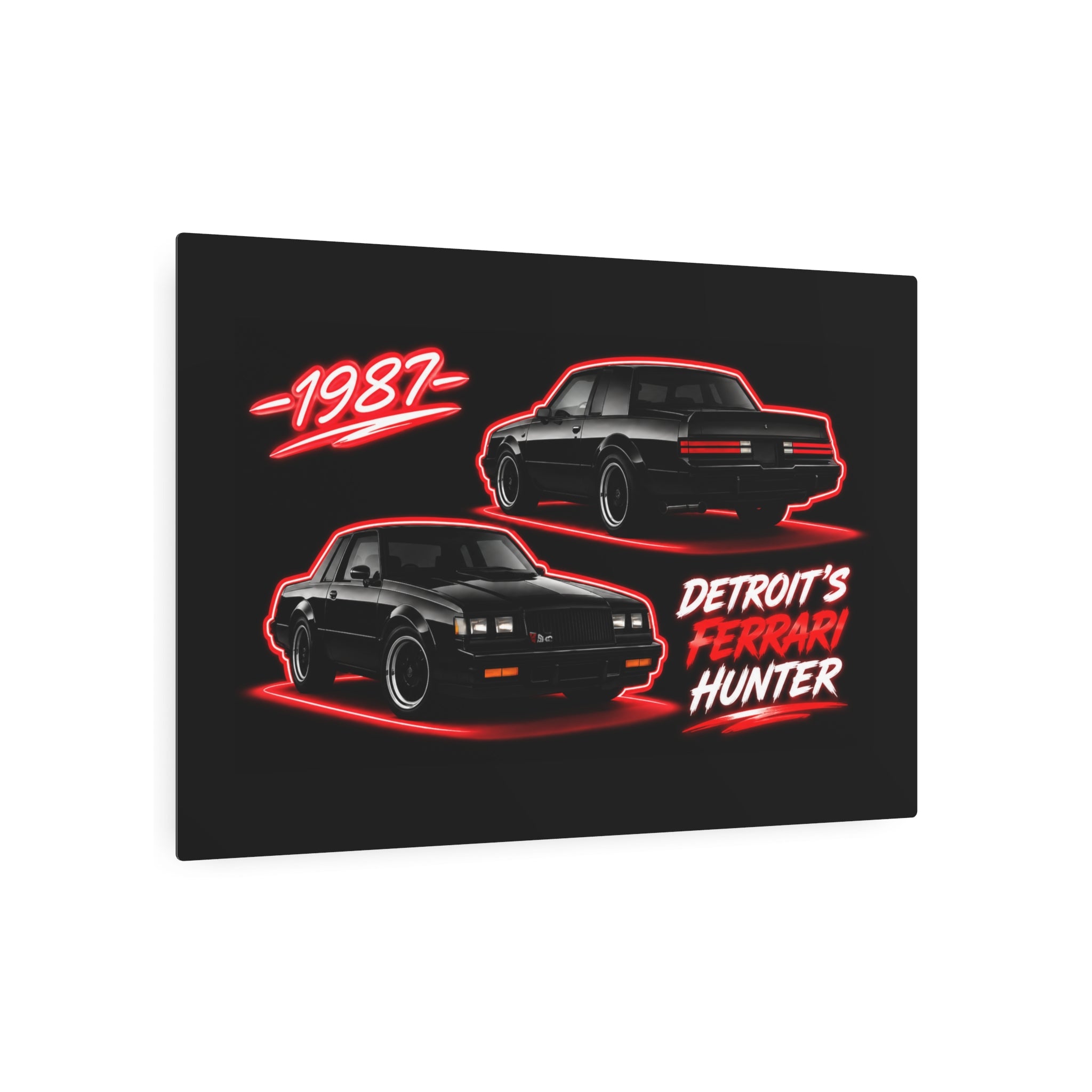 Detroit's Ferrari Hunter 1987 Metal Art Sign – Retro Muscle Car Wall Decor