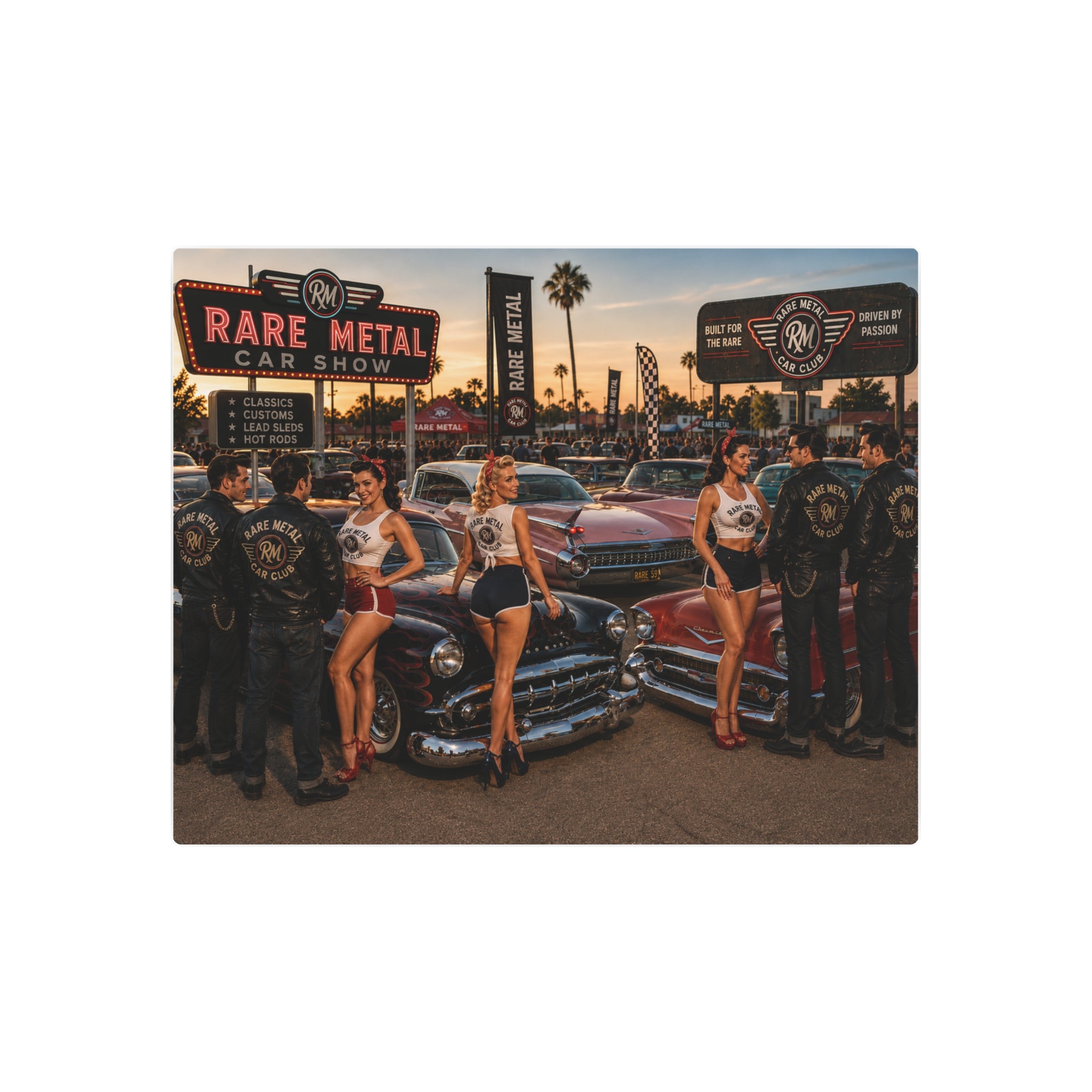 Rare Metal Neon Car Show Metal Sign 20" x 16"