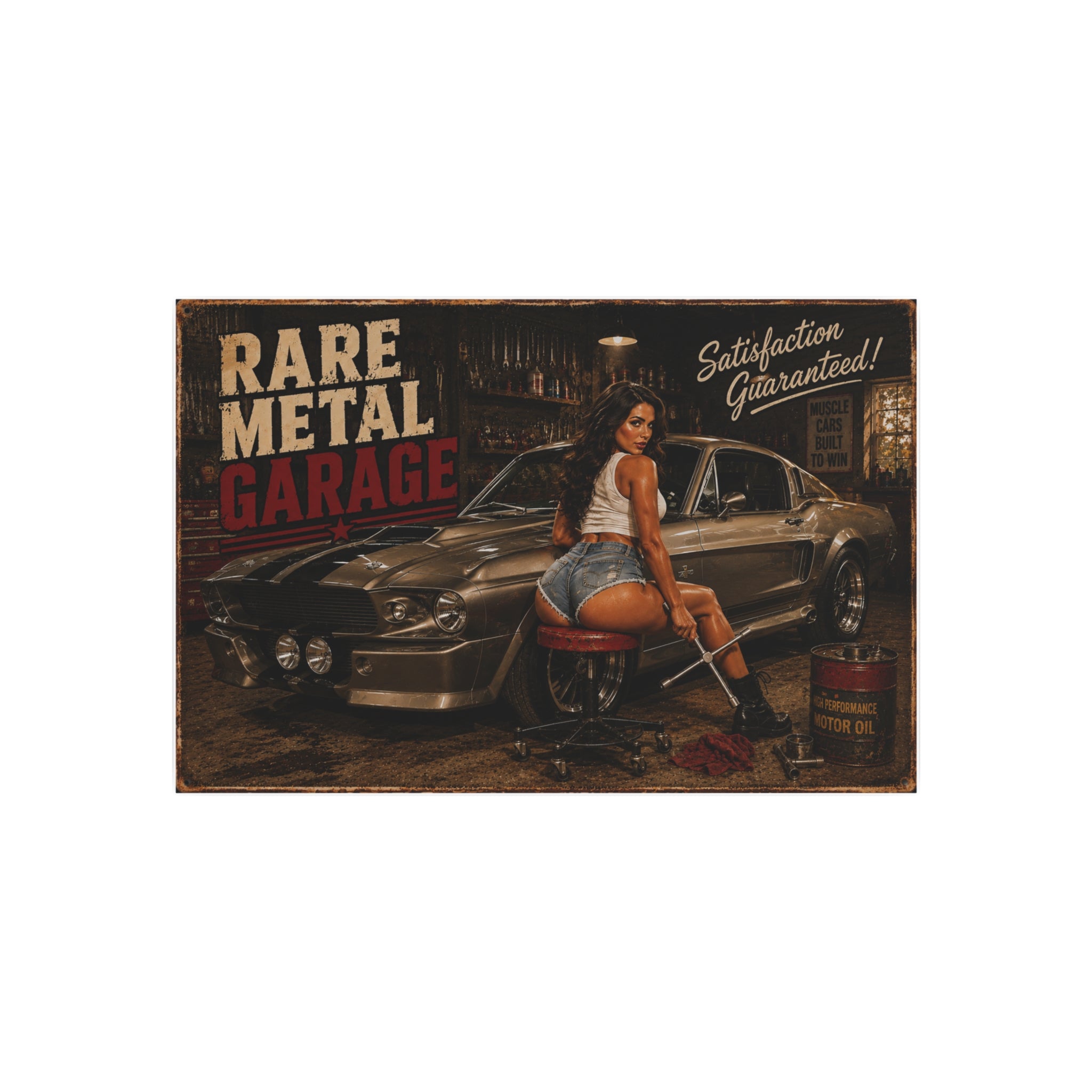 "1967" Rare Metal Pinup Garage Sign 30" x 20"