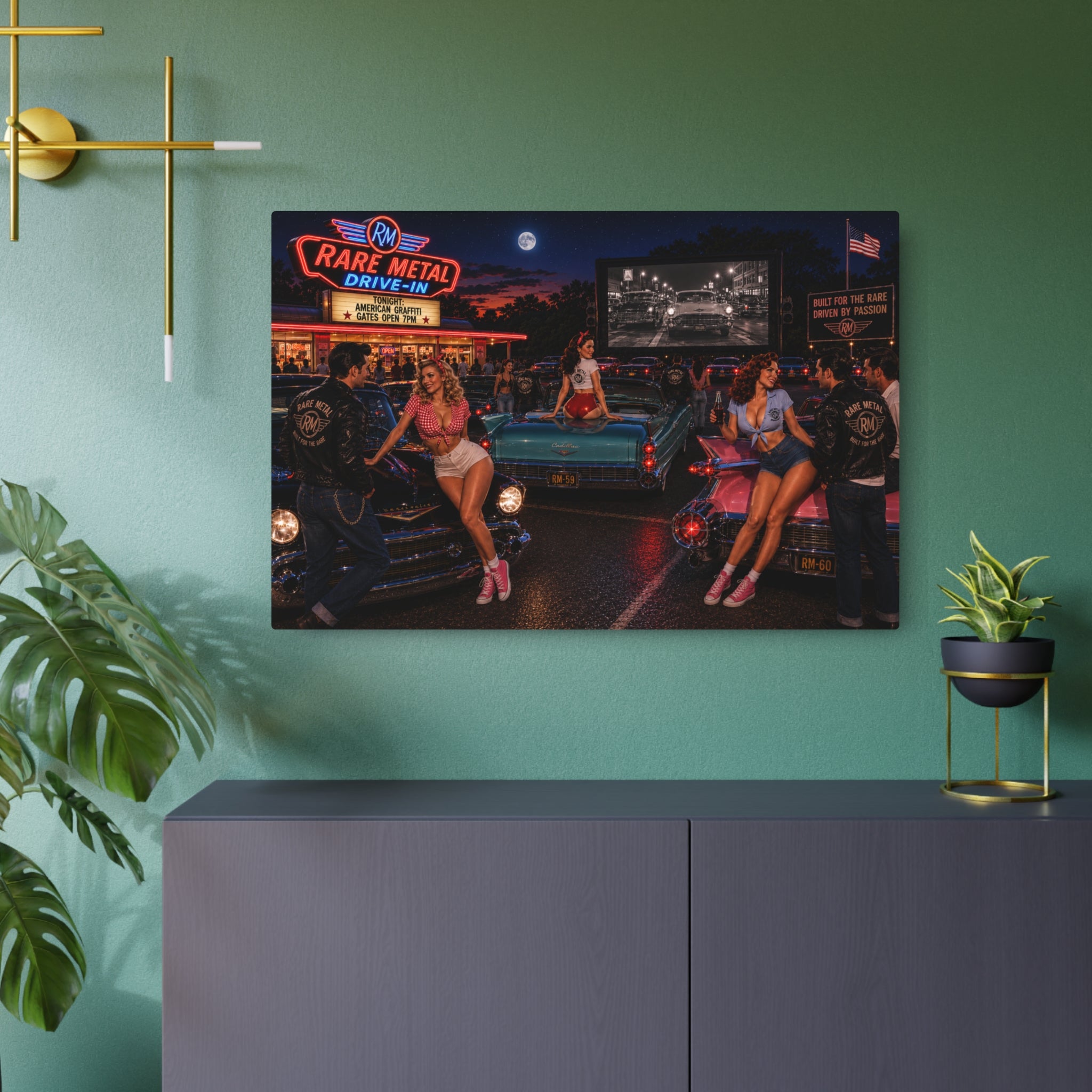 Rare Metal Neon Drive-In Metal Sign "Oversized"