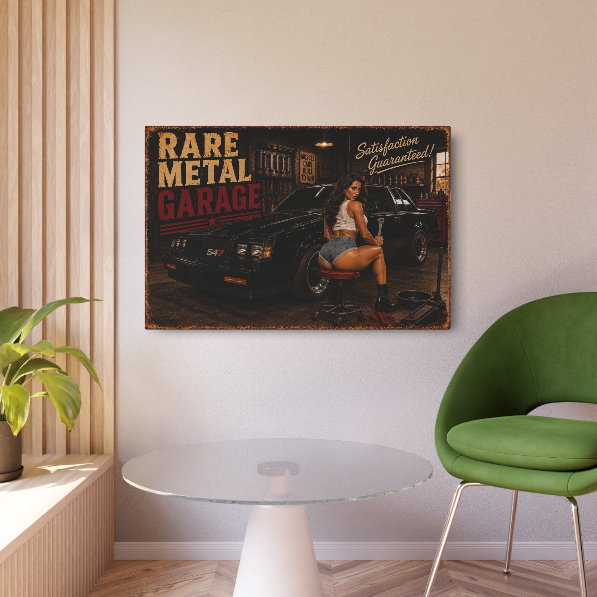 Rare Metal Garage Sign – Turbo Buick GNX Pinup Metal Wall Art | Garage Decor | Oversized