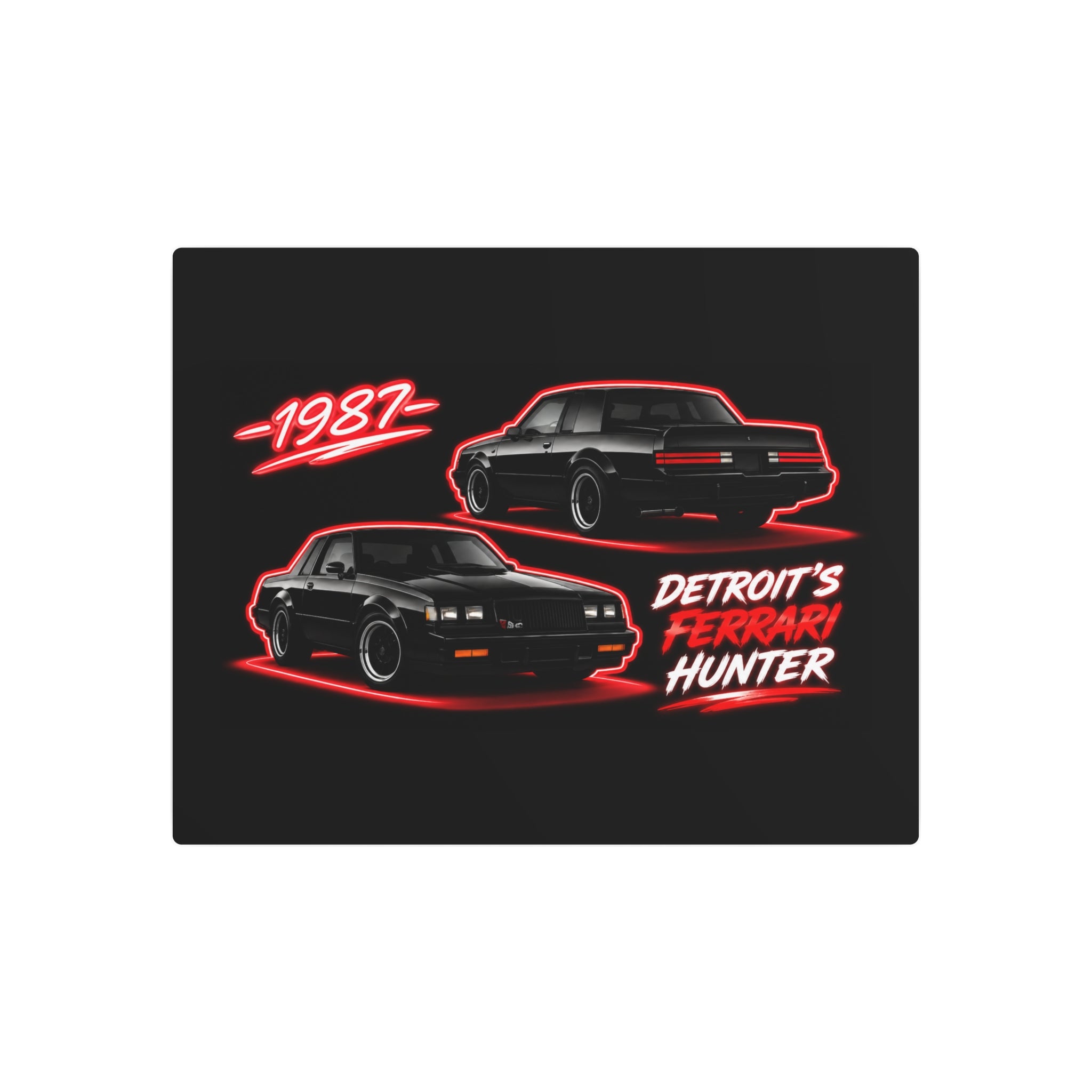 Detroit's Ferrari Hunter 1987 Metal Art Sign – Retro Muscle Car Wall Decor