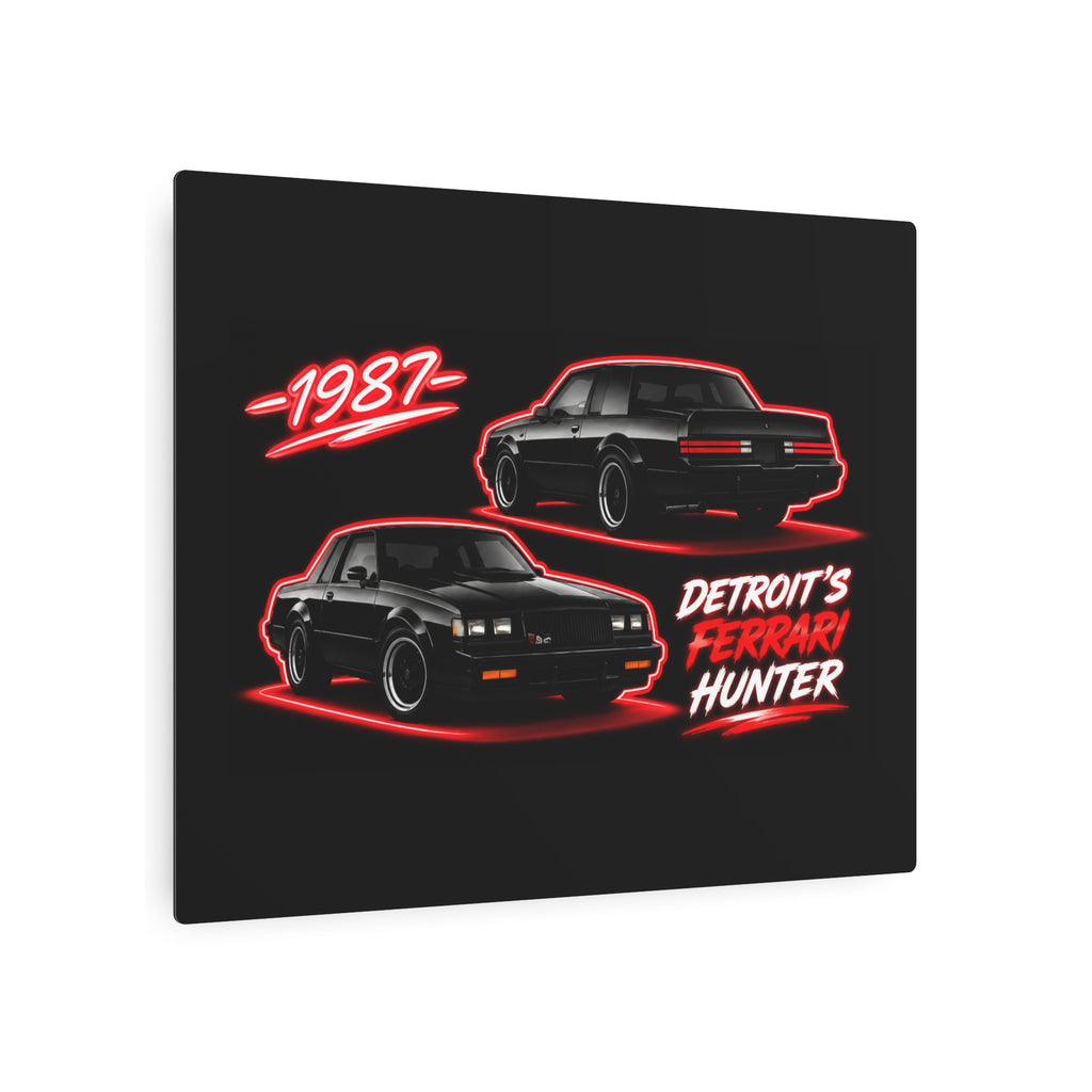 Detroit's Ferrari Hunter 1987 Metal Art Sign – Retro Muscle Car Wall Decor