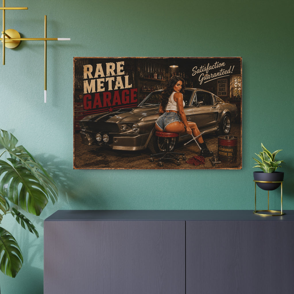 "1967" Rare Metal Pinup Garage Sign 36" x 24"