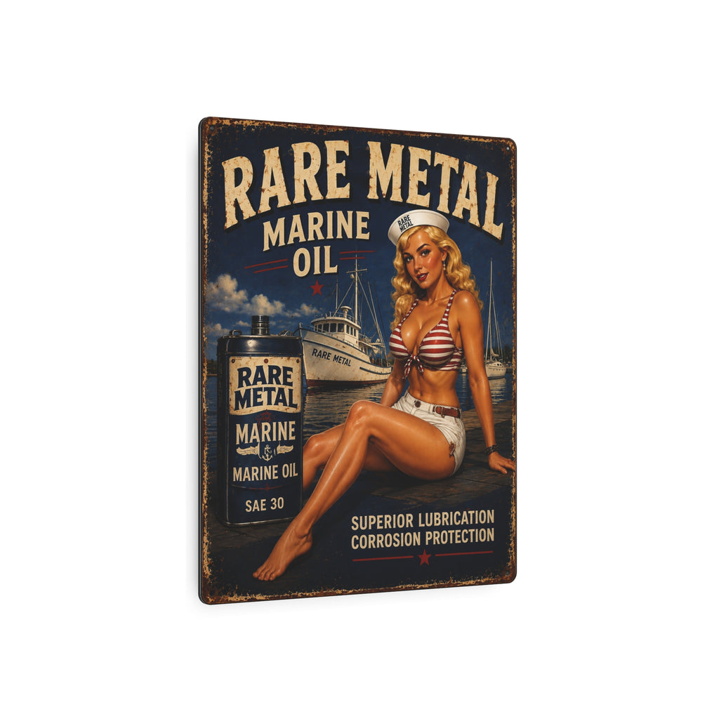 Rare Metal Racing Oil Pin-Up – 8x10 Vintage Wall Art