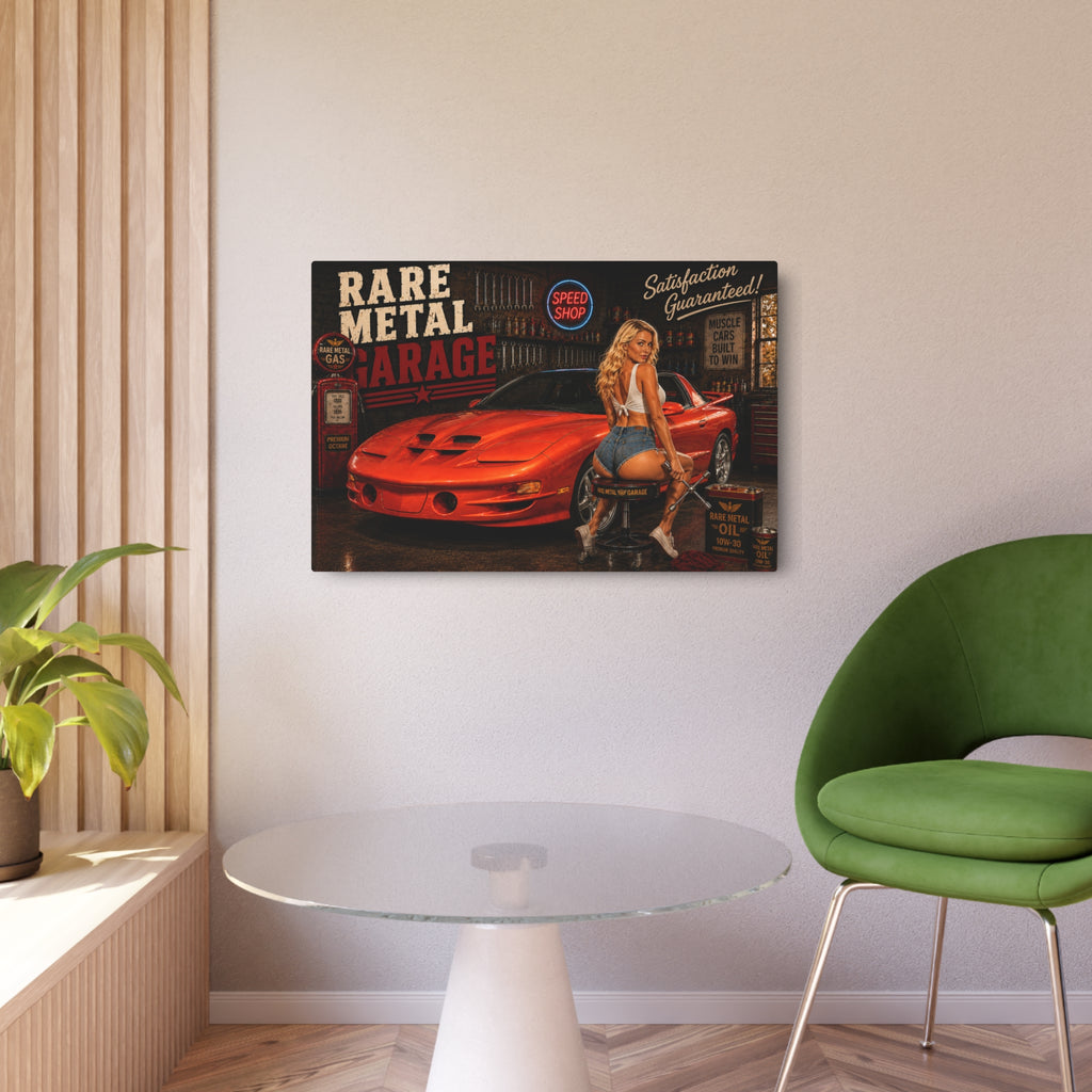 Orange Pontiac Firebird Trans Am WS6 Metal Sign – Rare Metal Garage Pin-Up Art