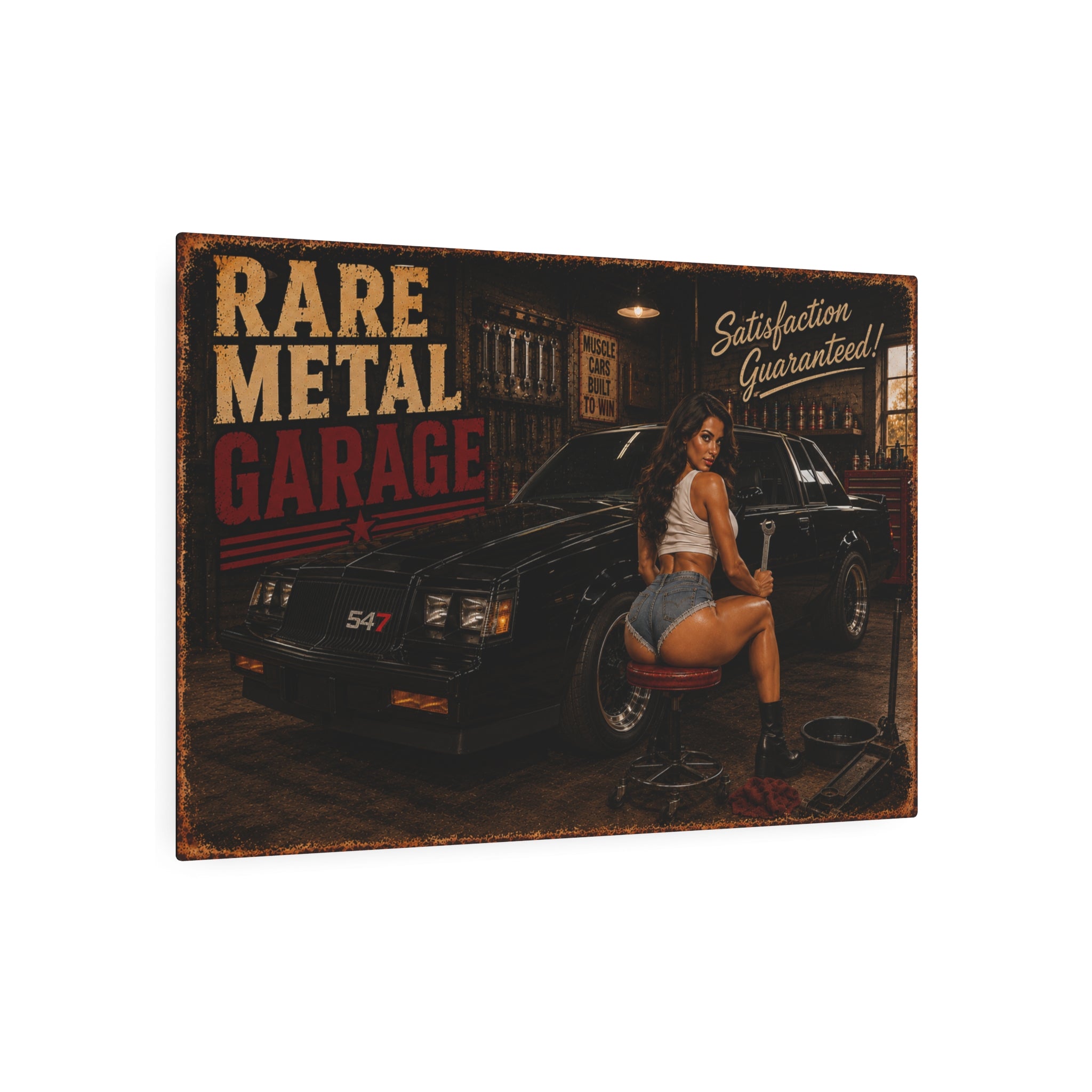 Rare Metal Garage Sign – Turbo Buick GNX Pinup Metal Wall Art | Garage Decor | Oversized