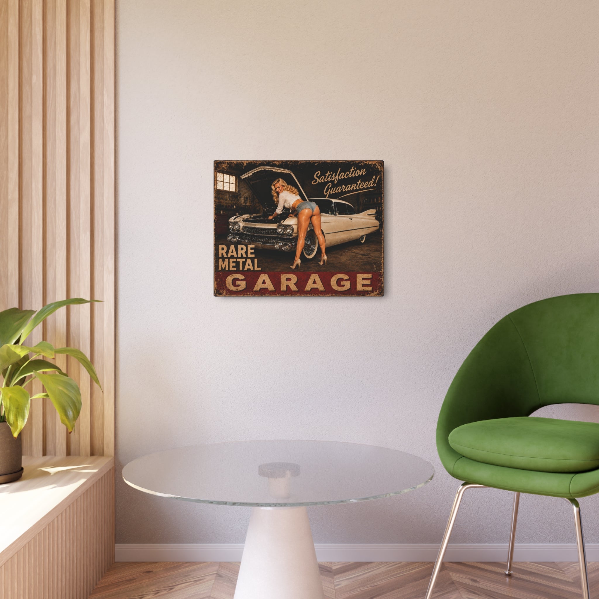 "1959" Rare Metal Pinup Garage Sign 20" x 16"