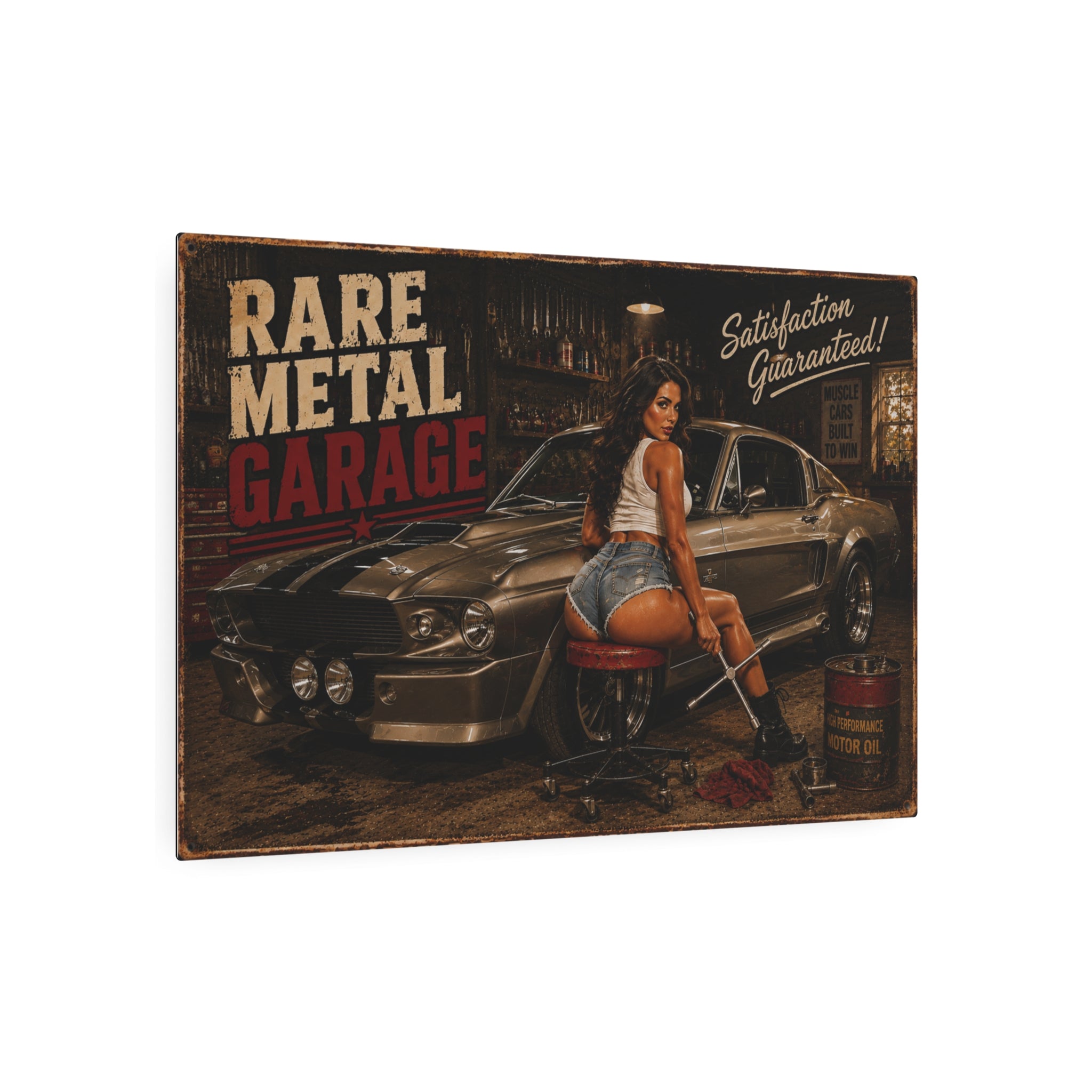 "1967" Rare Metal Pinup Garage Sign 36" x 24"