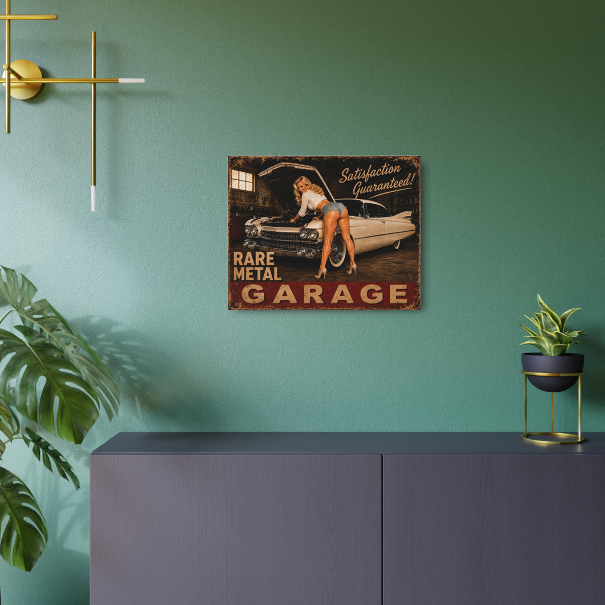 "1959" Rare Metal Pinup Garage Sign 20" x 16"