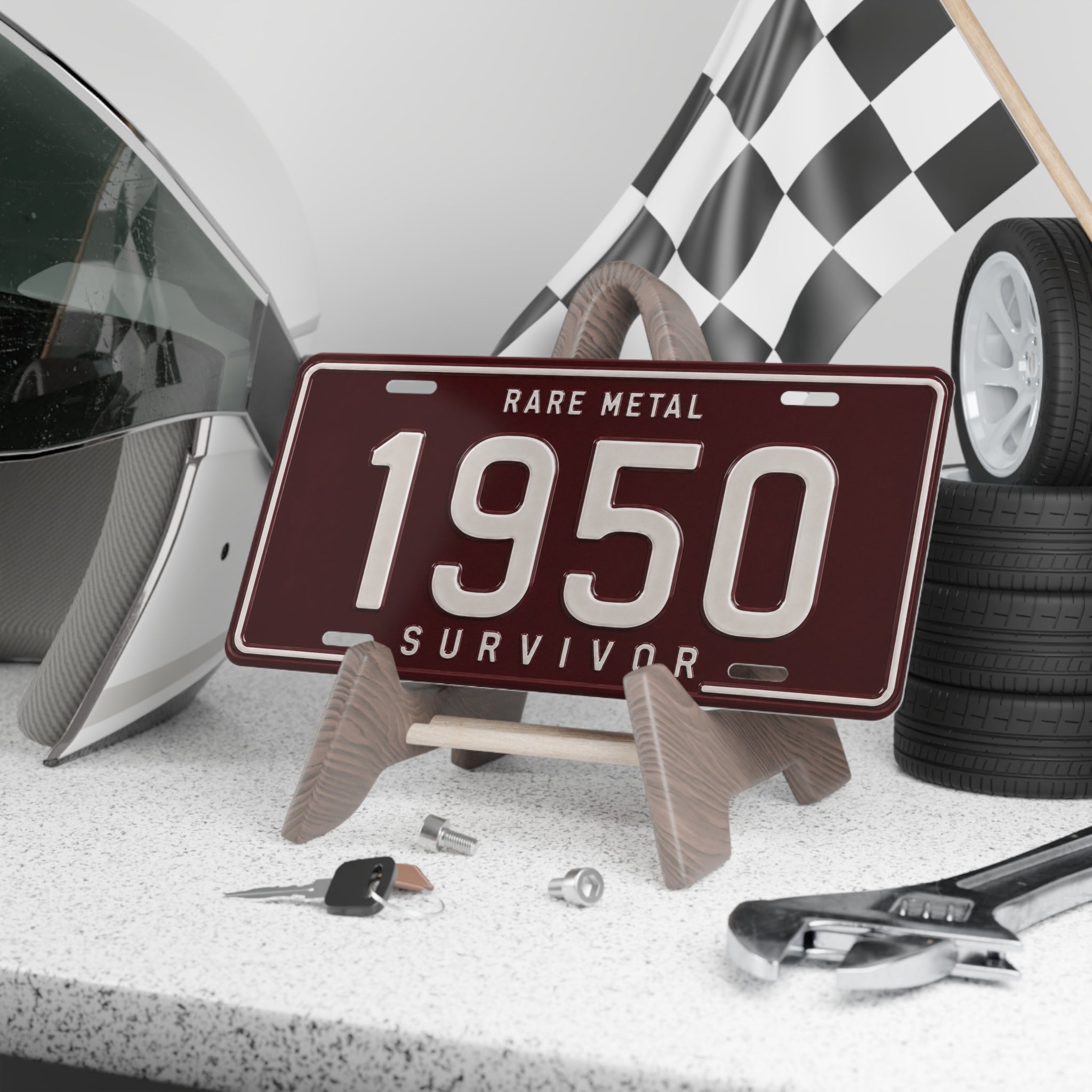 Vanity Plate - '1950' Rare Metal "Survivor" License Plate