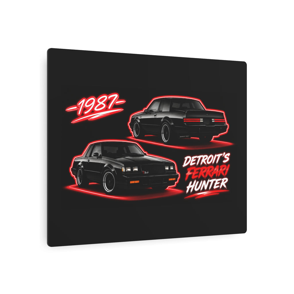 Detroit's Ferrari Hunter 1987 Metal Art Sign – Retro Muscle Car Wall Decor