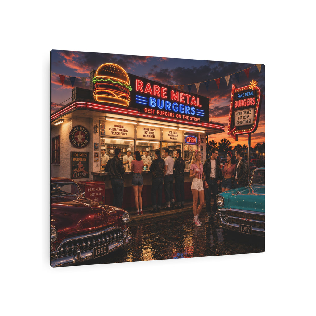 Rare Metal Neon Burger Stand Metal Sign 20" x 16"