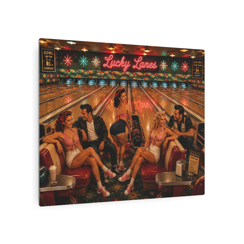 Rare Metal Lucky Lanes | Retro Bowling Sign 20" x 16"