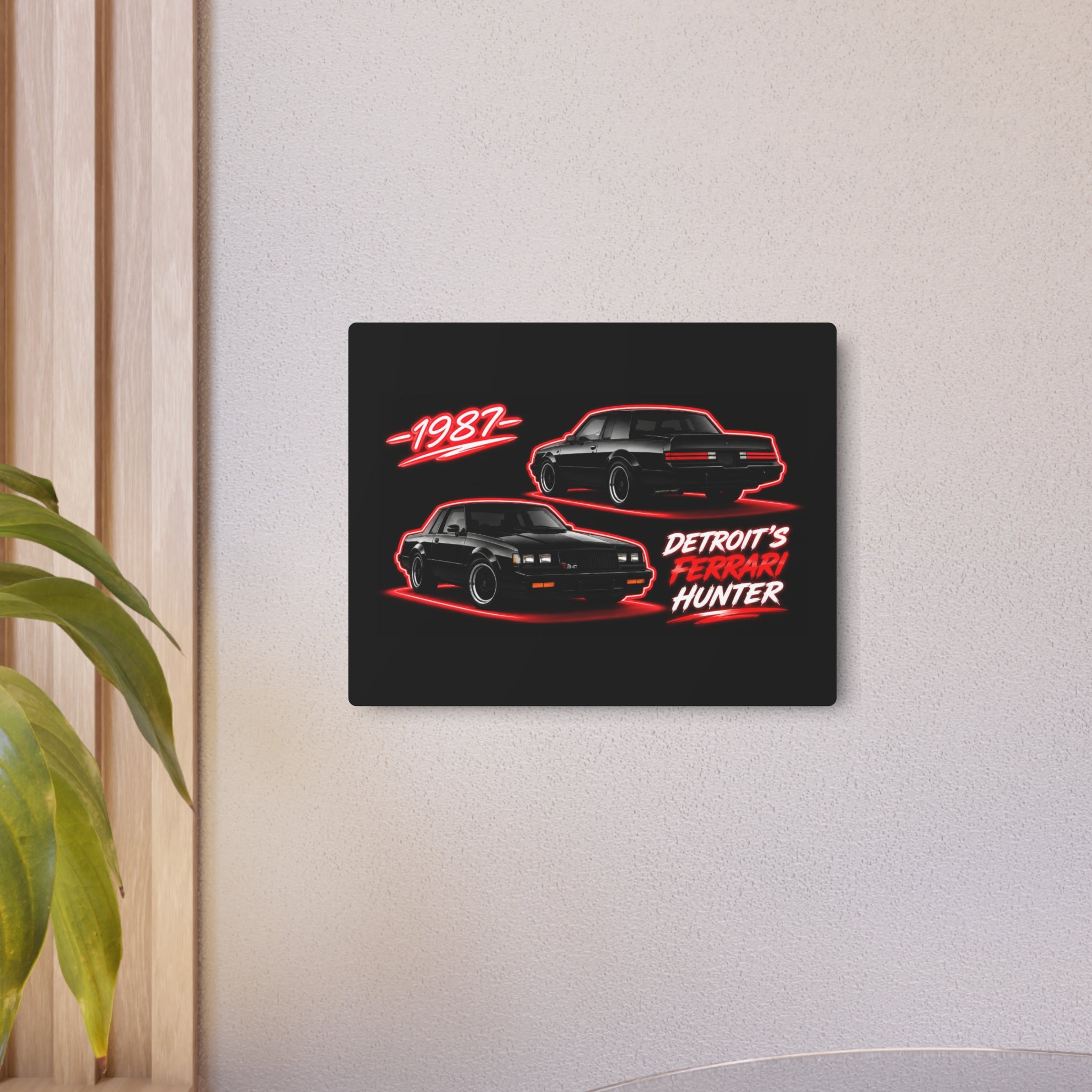 Detroit's Ferrari Hunter 1987 Metal Art Sign – Retro Muscle Car Wall Decor