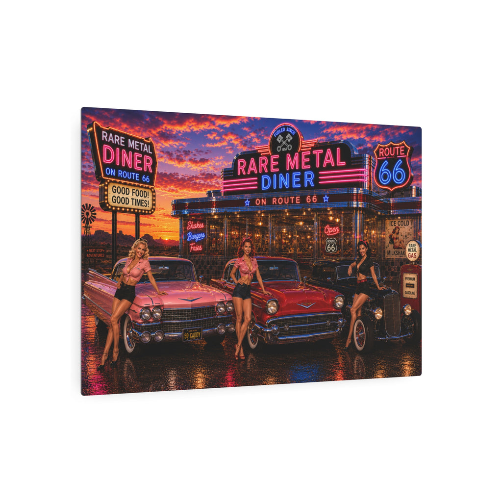 Rare Metal Route 66 Diner Metal Sign "Oversized"