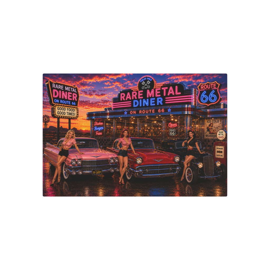 Rare Metal Route 66 Diner Metal Sign "Oversized"