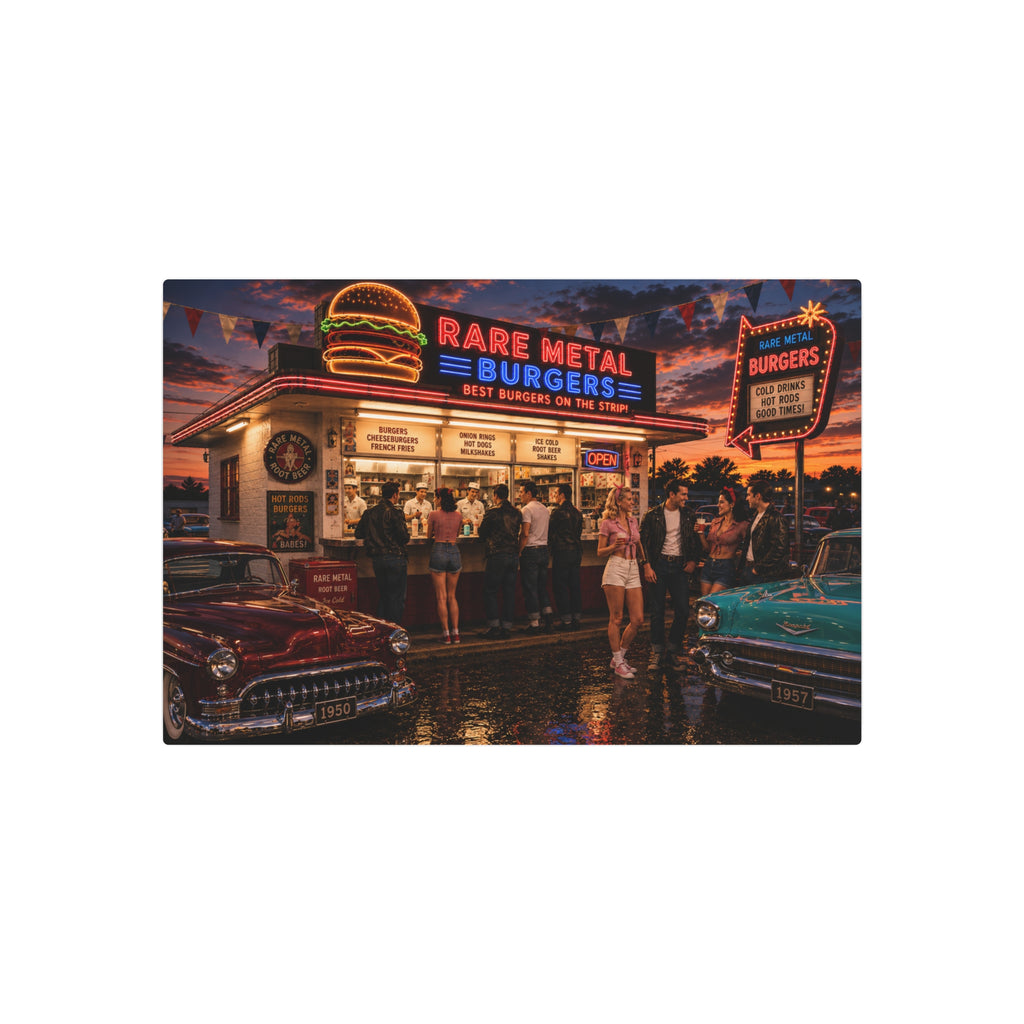 Rare Metal Neon Burger Stand Metal Sign "Oversized"