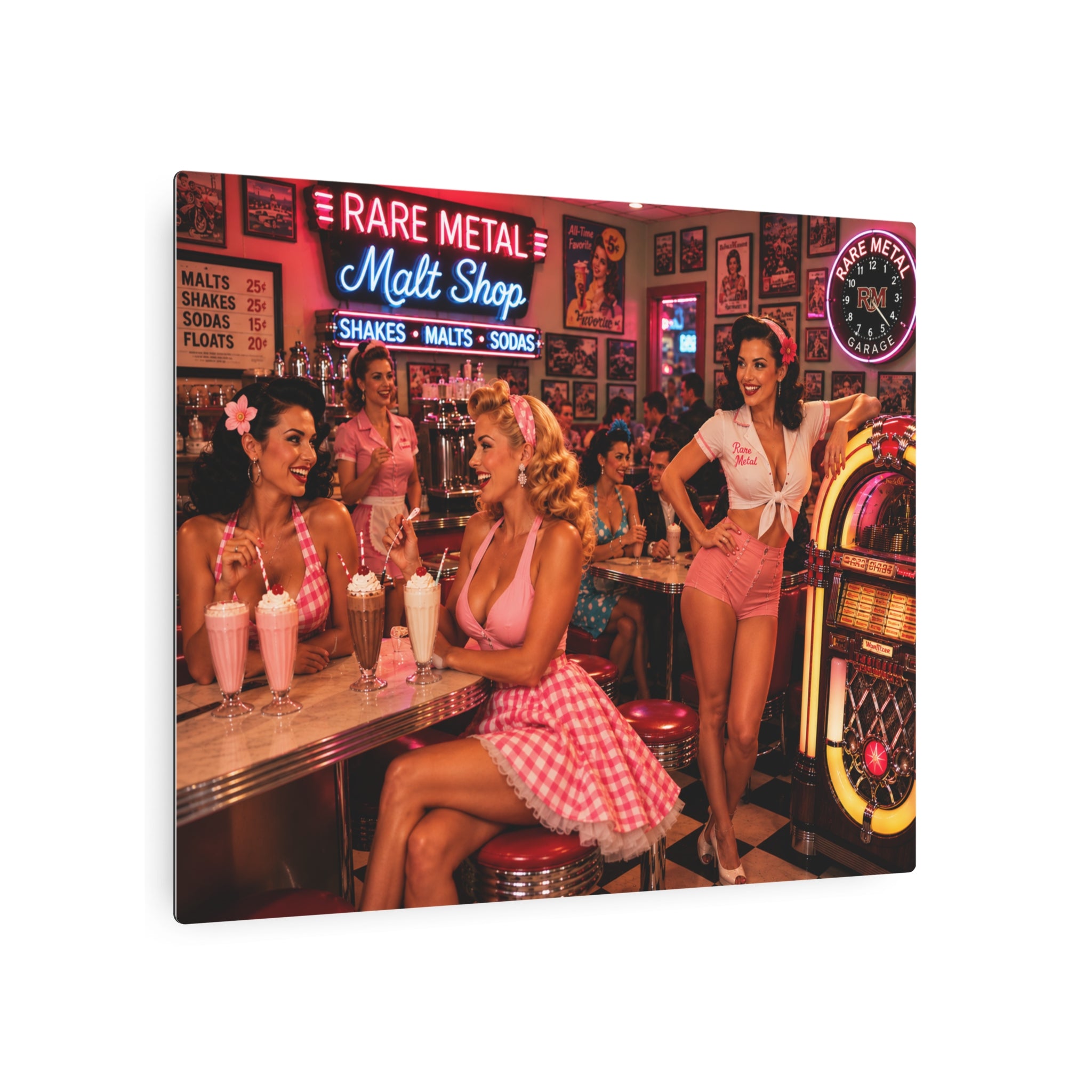 Rare Metal Neon Soda Shop Metal Sign 20" x 16"