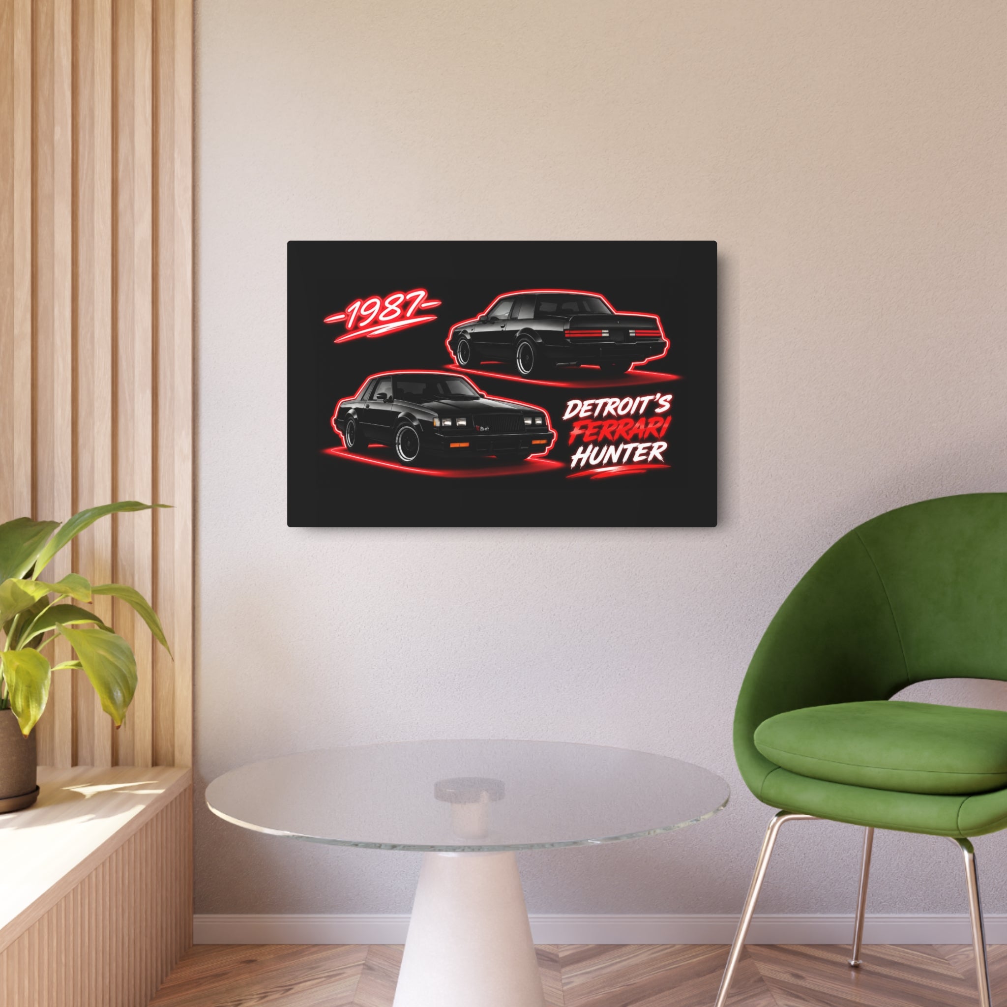 Detroit's Ferrari Hunter 1987 Metal Art Sign – Retro Muscle Car Wall Decor