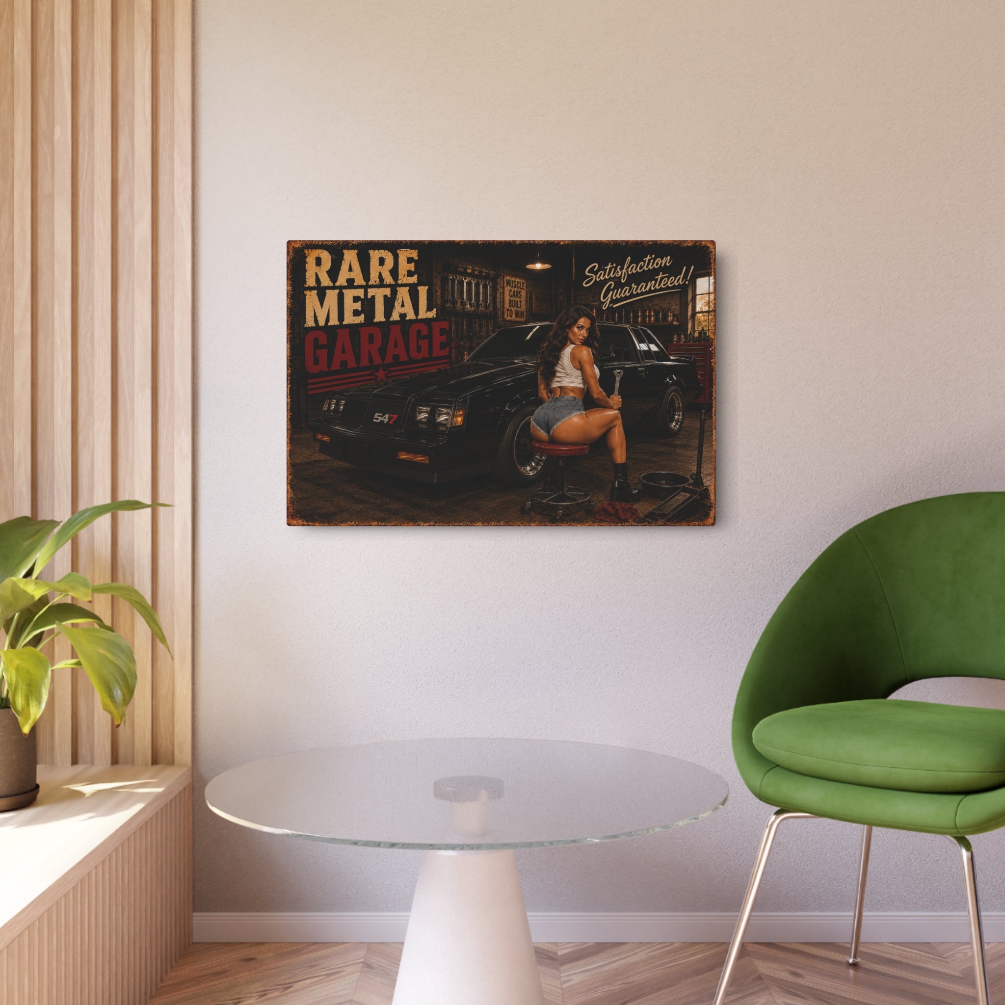 Rare Metal Garage Sign – Turbo Buick GNX Pinup Metal Wall Art | Garage Decor | Oversized