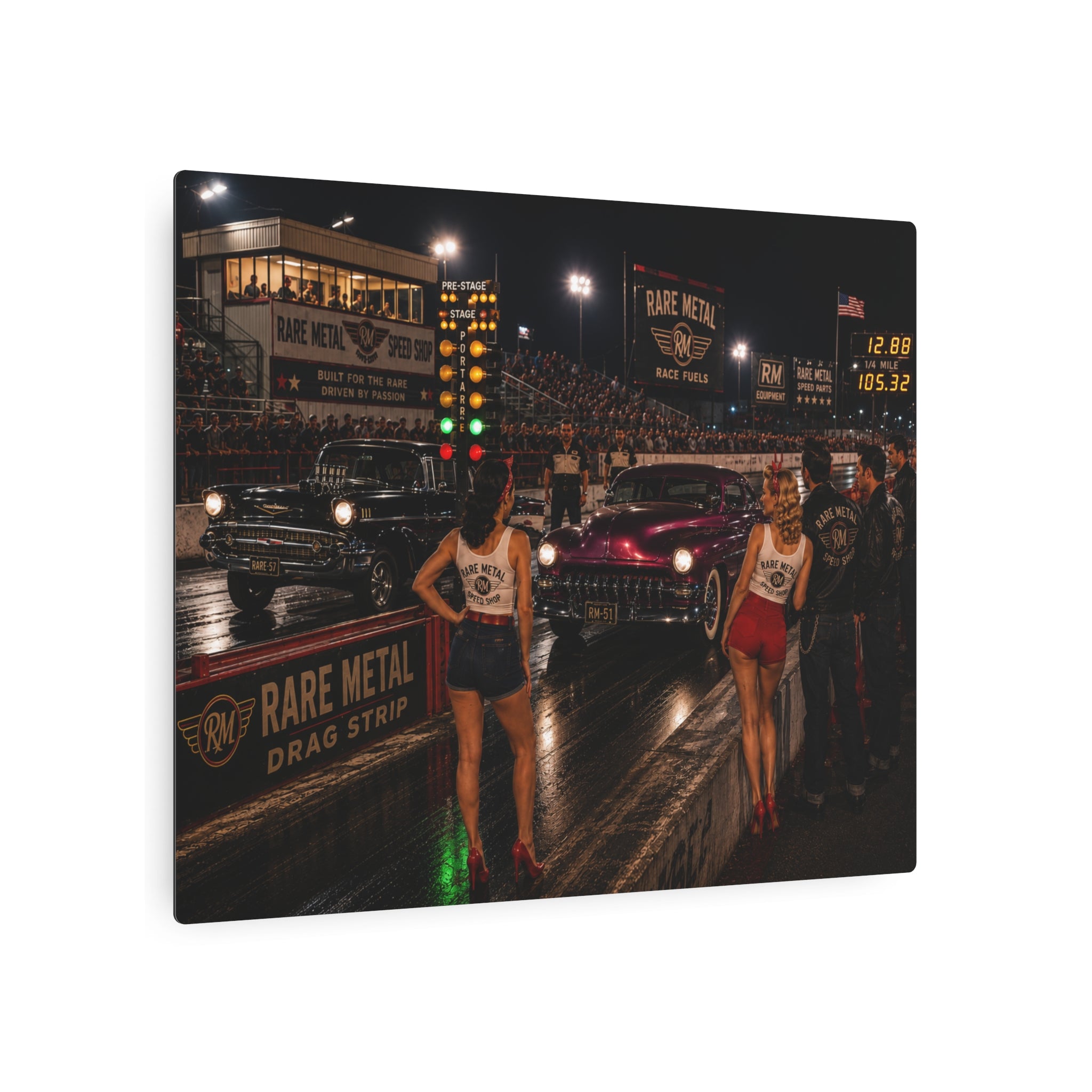 Rare Metal Neon Drag Strip Metal Sign 20" x 16"