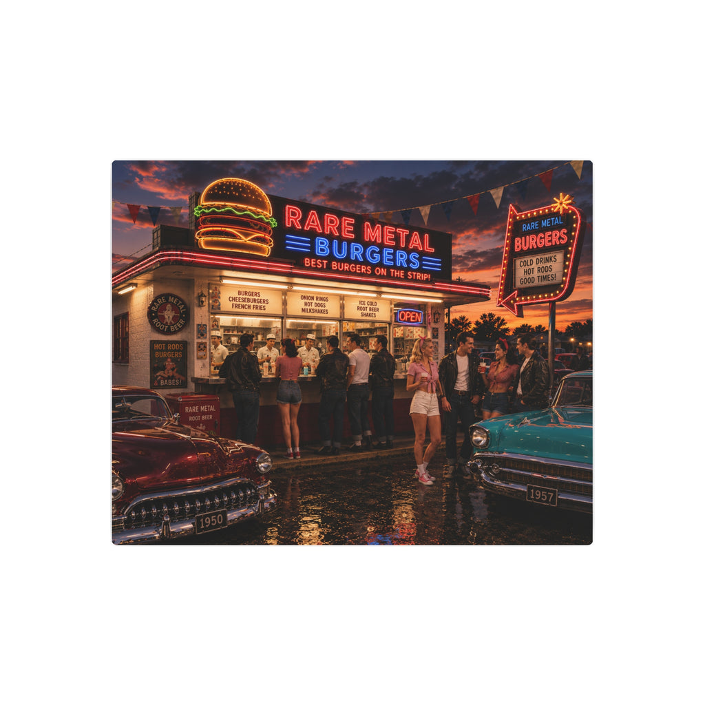 Rare Metal Neon Burger Stand Metal Sign 20" x 16"