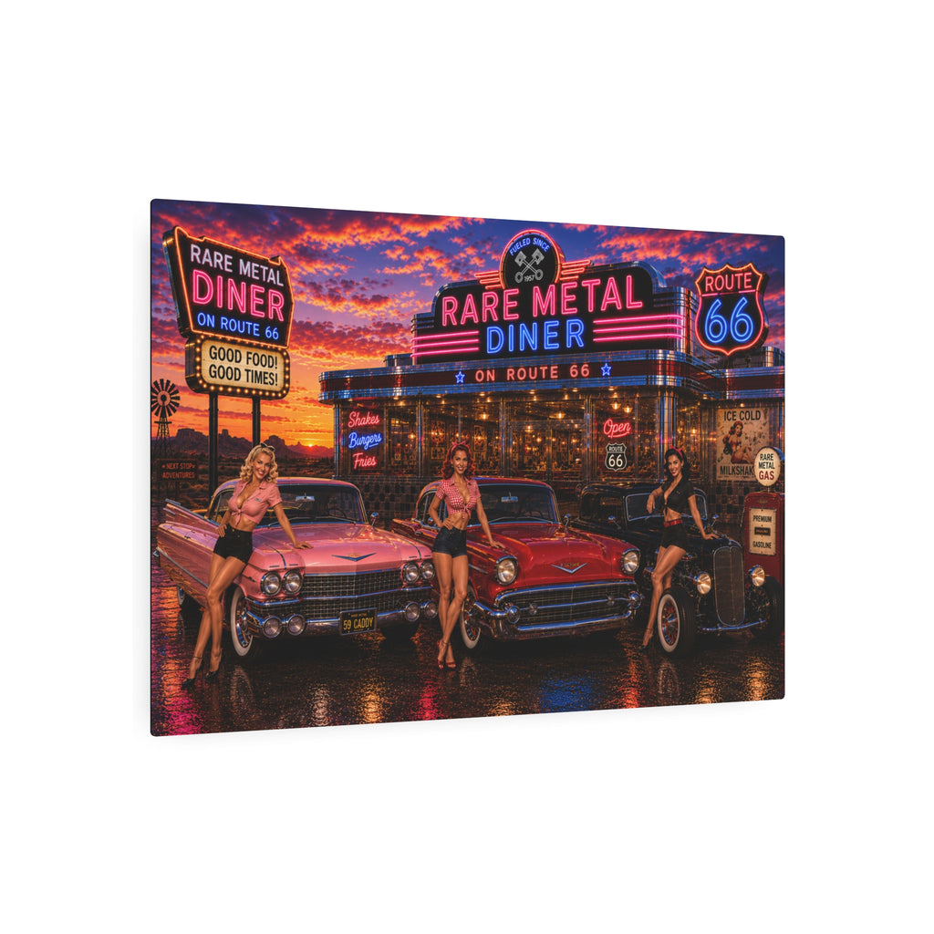 Rare Metal Route 66 Diner Metal Sign "Oversized"
