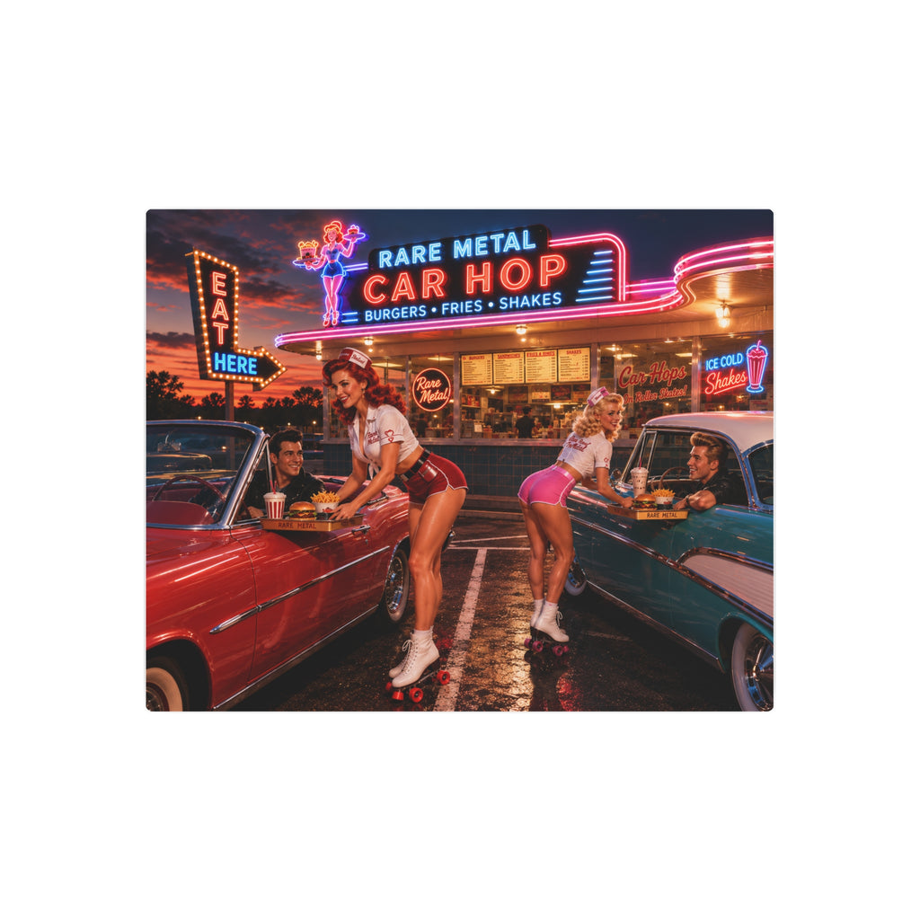 Rare Metal Neon Car Hop Metal Sign 20" x 16"