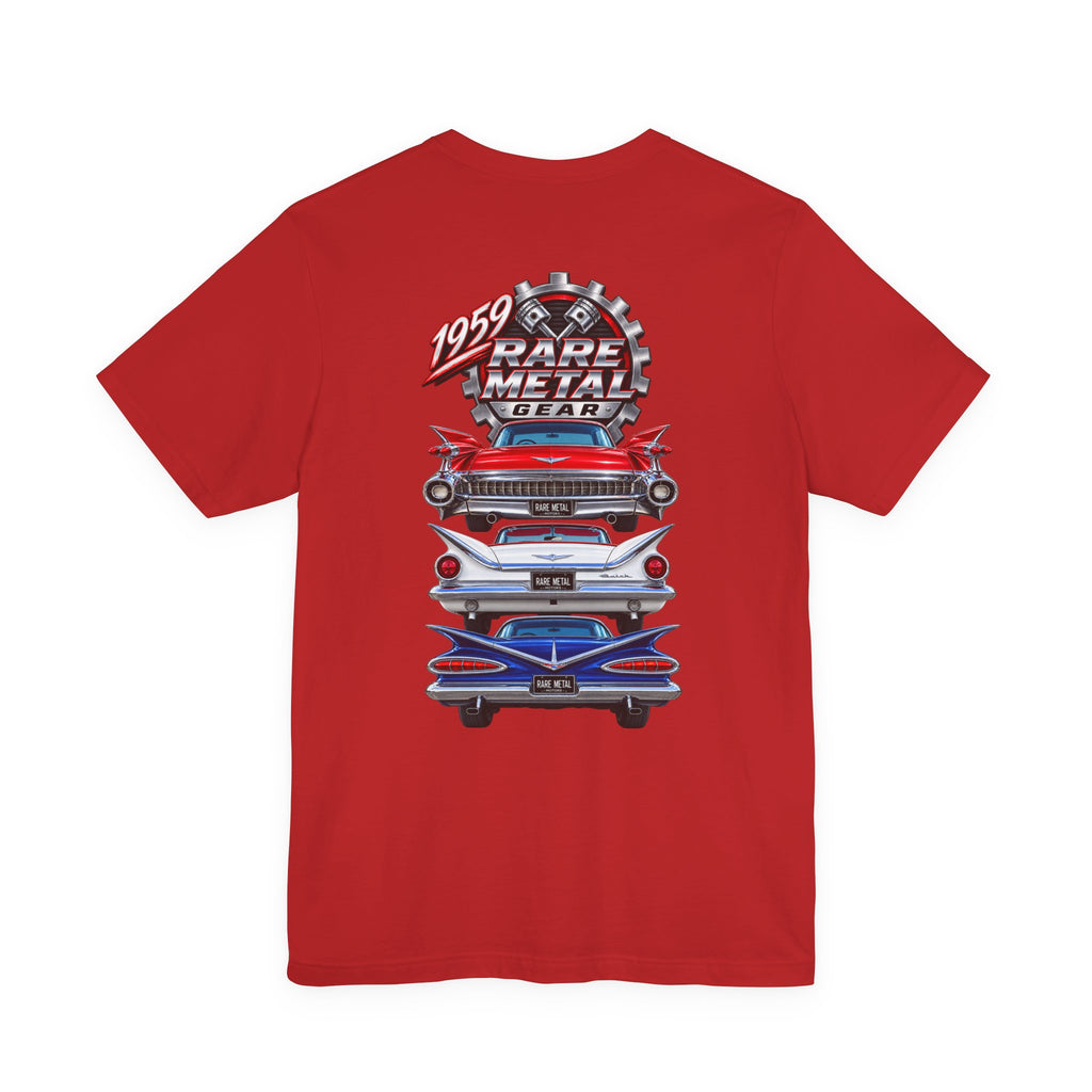 1959 Rare Metal Gear Classic Cars T-Shirt — American Tailfin Legends Tee