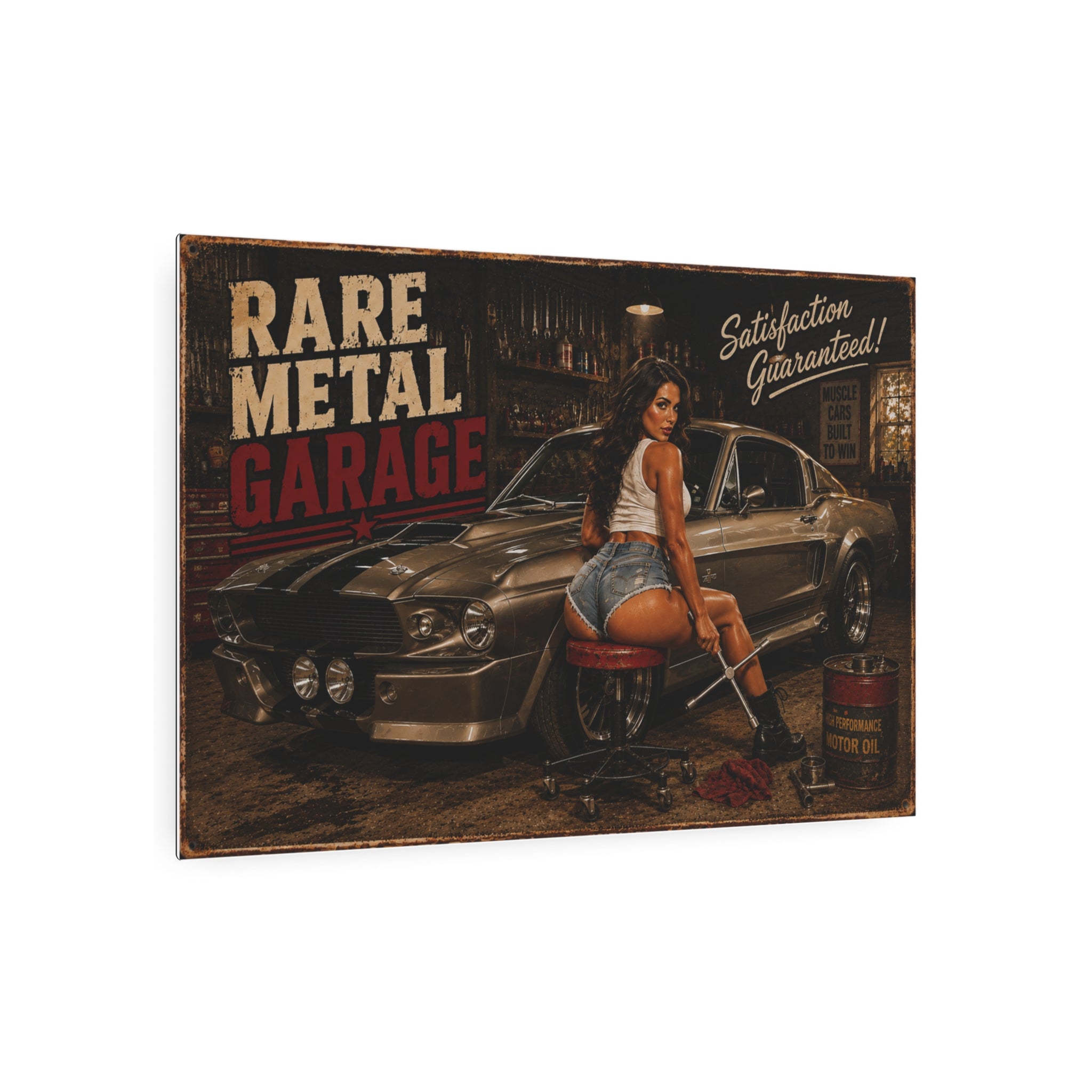 "1967" Rare Metal Pinup Garage Sign 30" x 20"