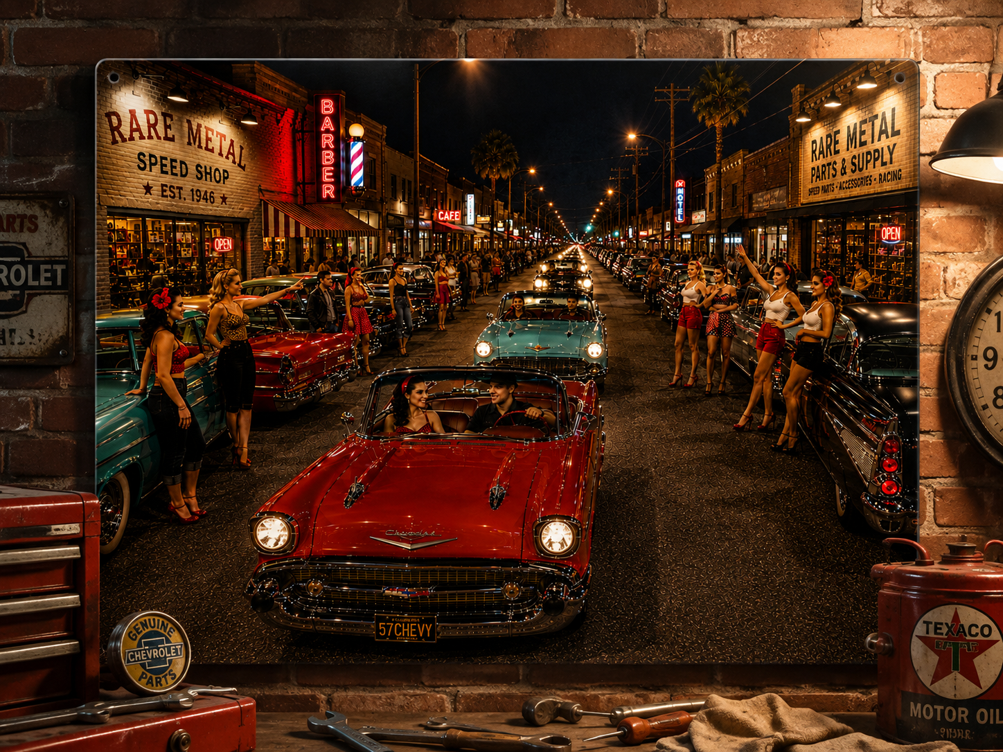 Rare Metal Neon Cruise Night Metal Sign 20" x 16"