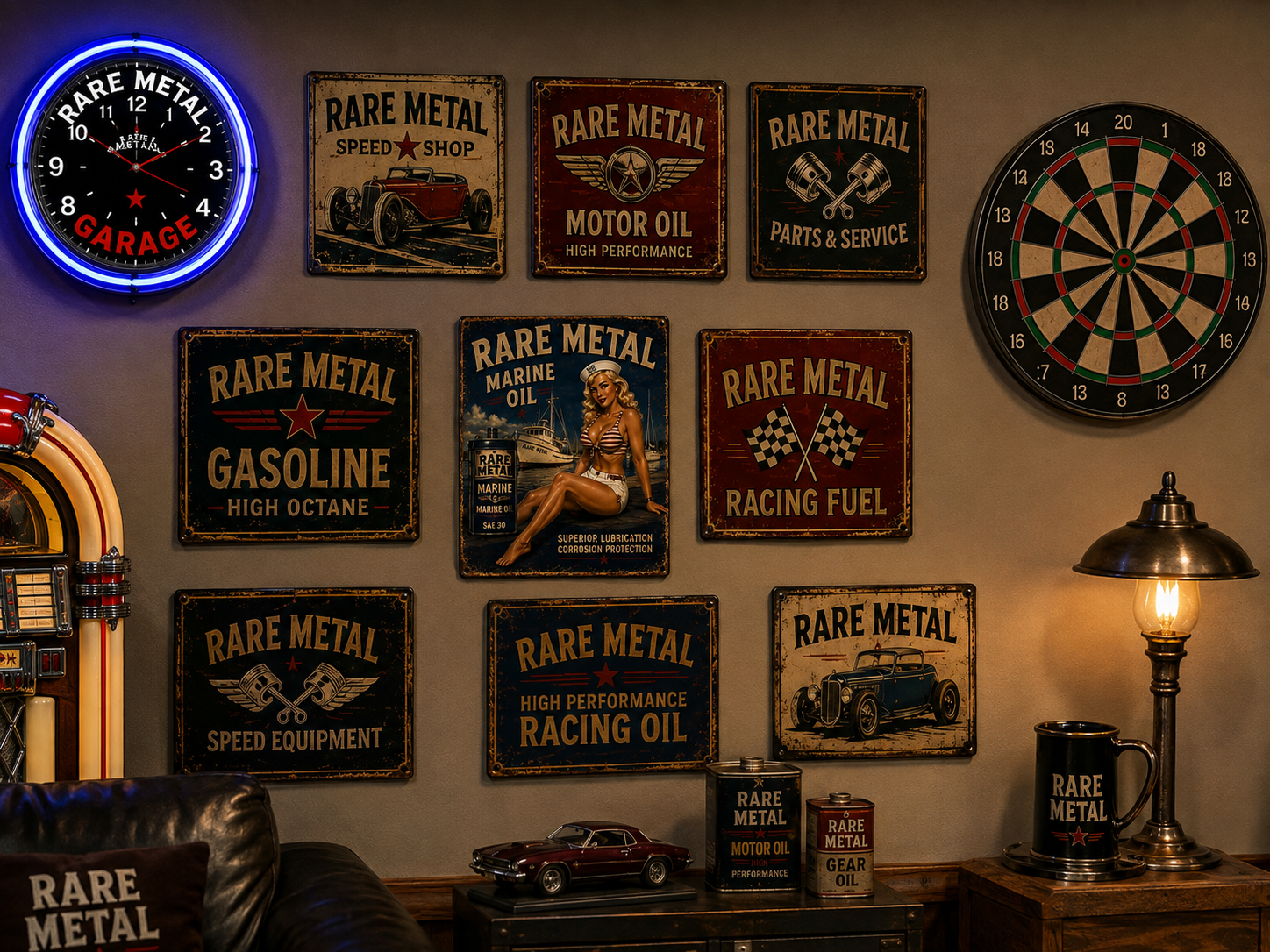 Rare Metal Racing Oil Pin-Up – 8x10 Vintage Wall Art